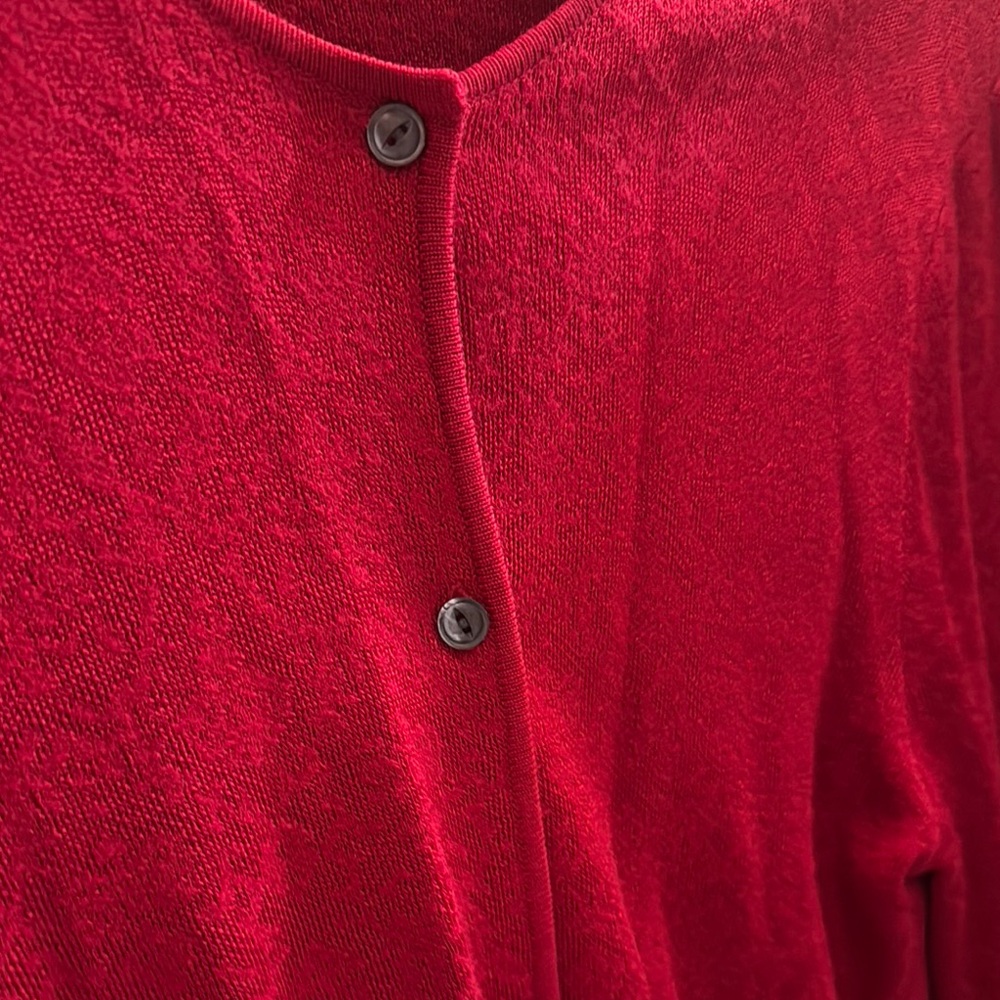 Red Button-Up Cardigan - Picture 4 of 5